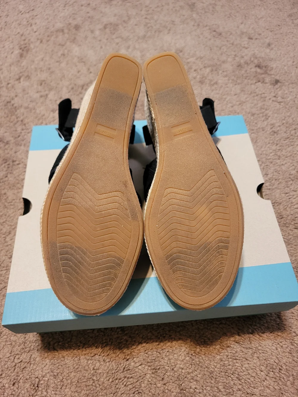 TOMS Black Women's Espadrille Wedge Sandals